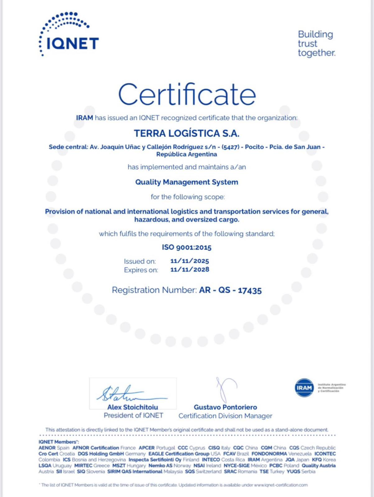 Certificado ISO 9001:2015 IQNet