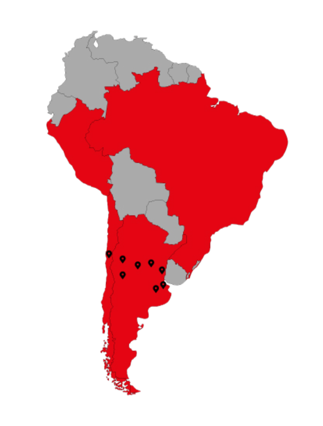 Locaciones en Argentina y Chile